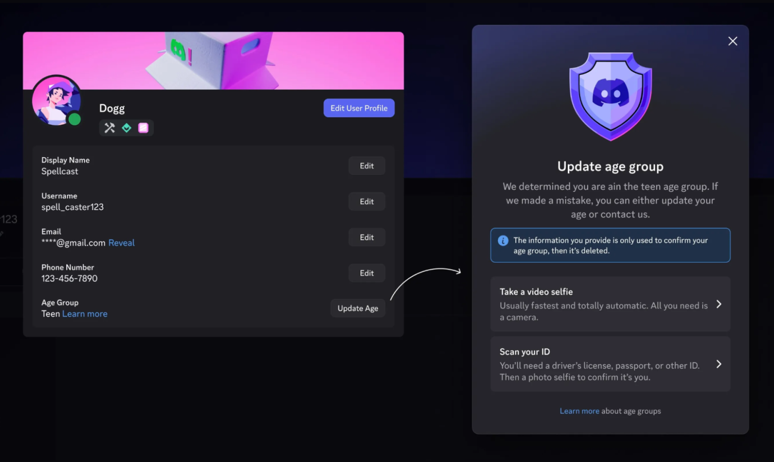 Окно с подтверждением возраста в Discord. © The Verge