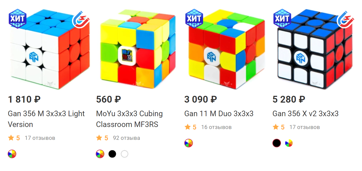 Разброс цен на кубики 3 × 3 × 3. Источник: cccstore.ru