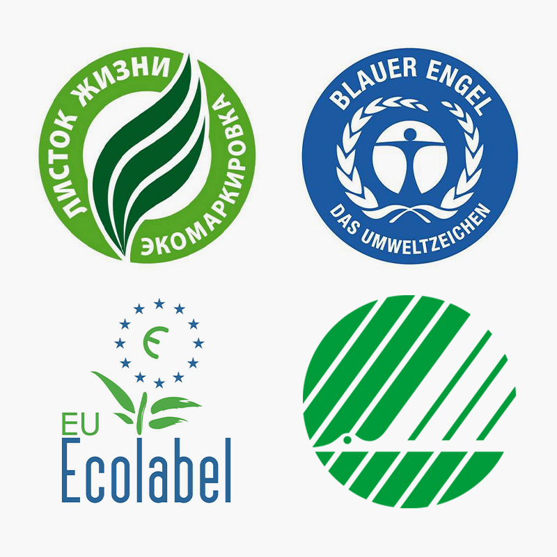 Такие экомаркировки можно встретить на банке с краской: Vitality Leaf, Blue Angel, EU Ecolabel, Nordic Swan. Они показывают, что краска безопасна для здоровья и окружающей среды