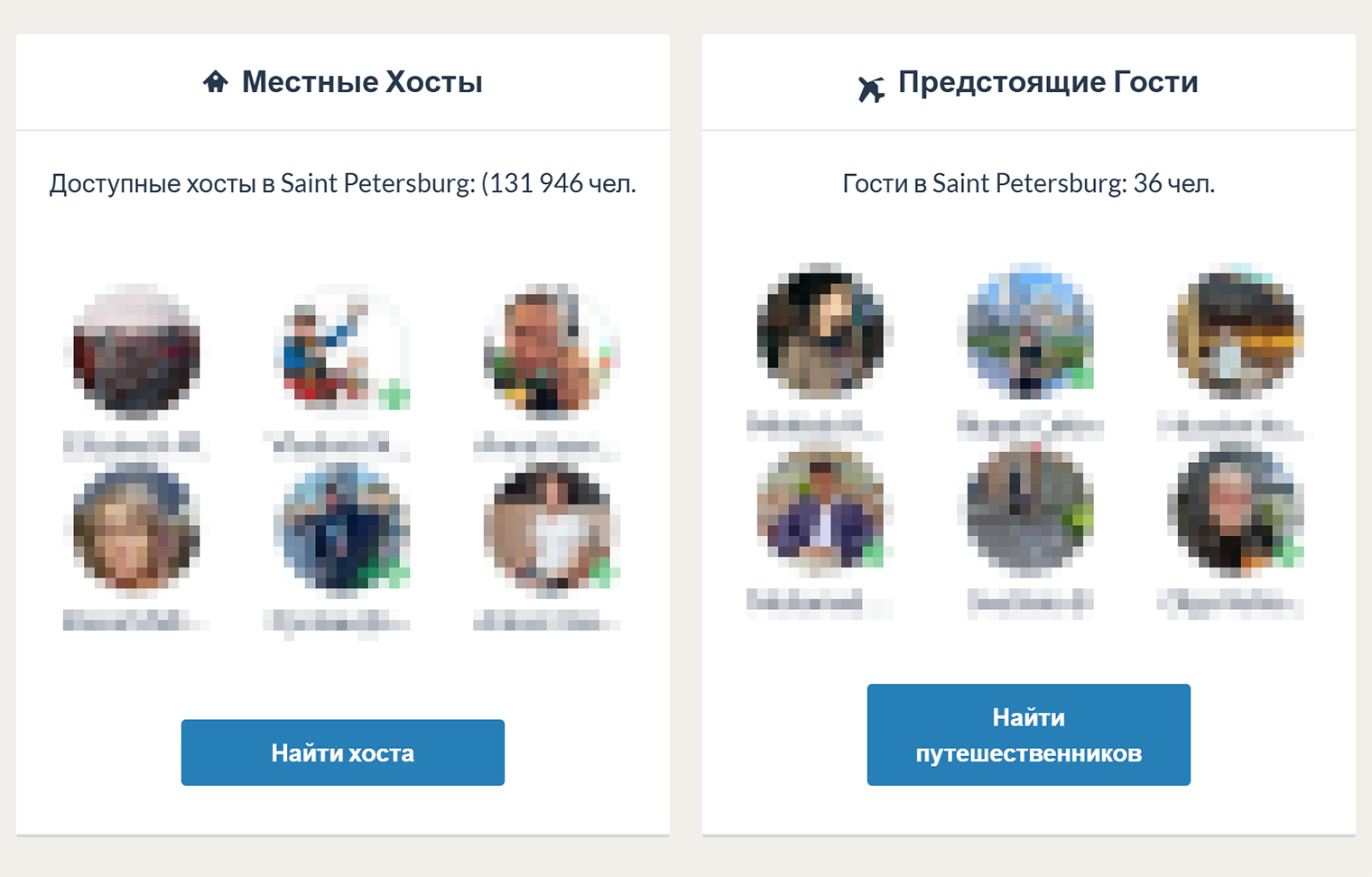 На платформе «Каучсерфинг» путешественников в Петербурге готовы принять больше 130 тысяч человек. Источник: couchsurfing.com