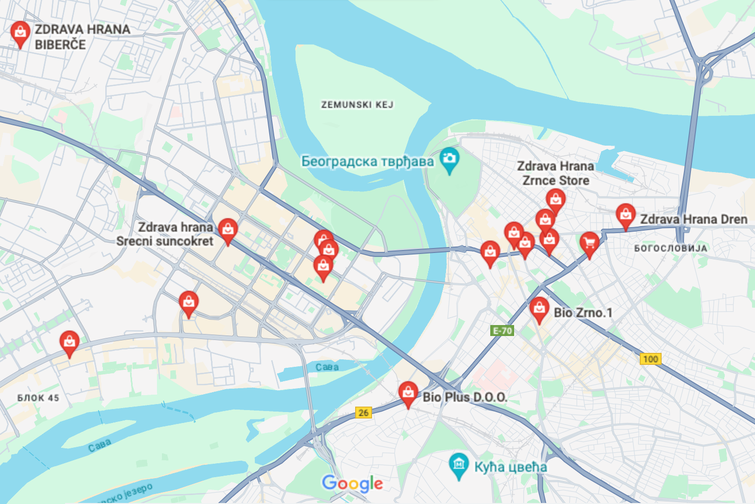 Магазины Zdrava Hrana есть в каждом районе Белграда