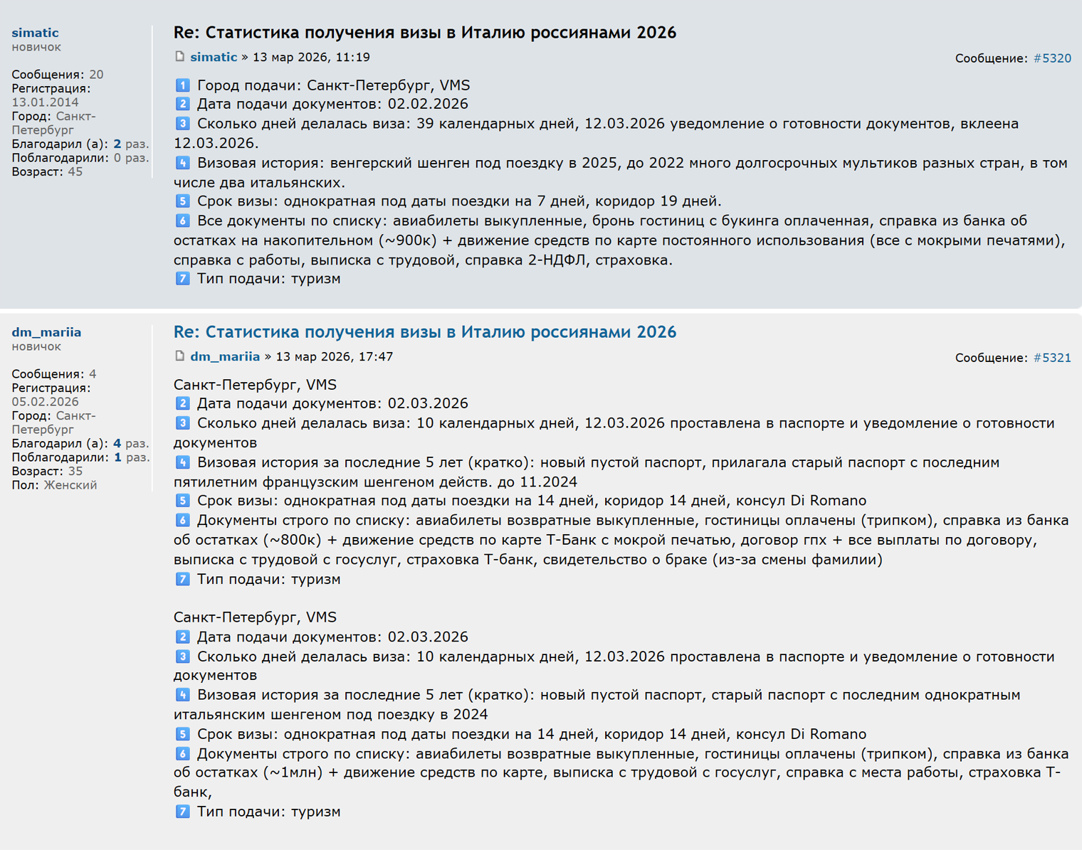 Один из заявителей в Петербурге ждал итальянскую визу 39 дней. Другая туристка — 10. Визы выдали однократные. © forum.awd.ru
