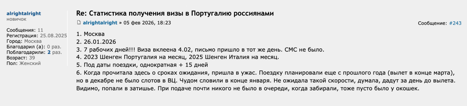 Почитав отзывы, туристка готовилась к длительному ожиданию, но визу дали быстро. © forum.awd.ru