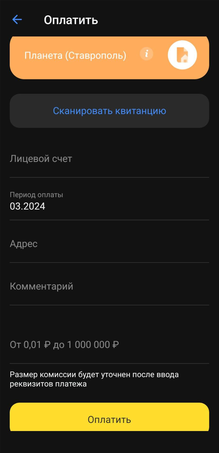 Если оплачиваете коммуналку за один месяц, укажите его в формате «месяц.год». Если за несколько периодов — в комментарии указывают, например: «Оплата за январь — февраль 2025»