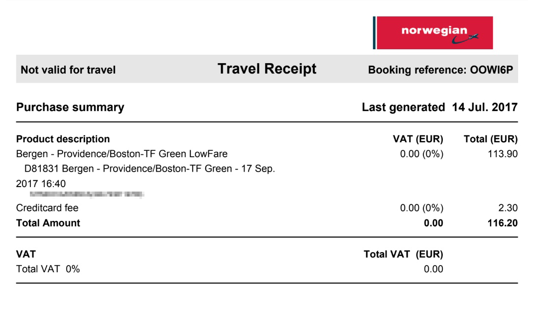 Билет через Атлантический океан за 116 €, который я покупала за 2 месяца до вылета