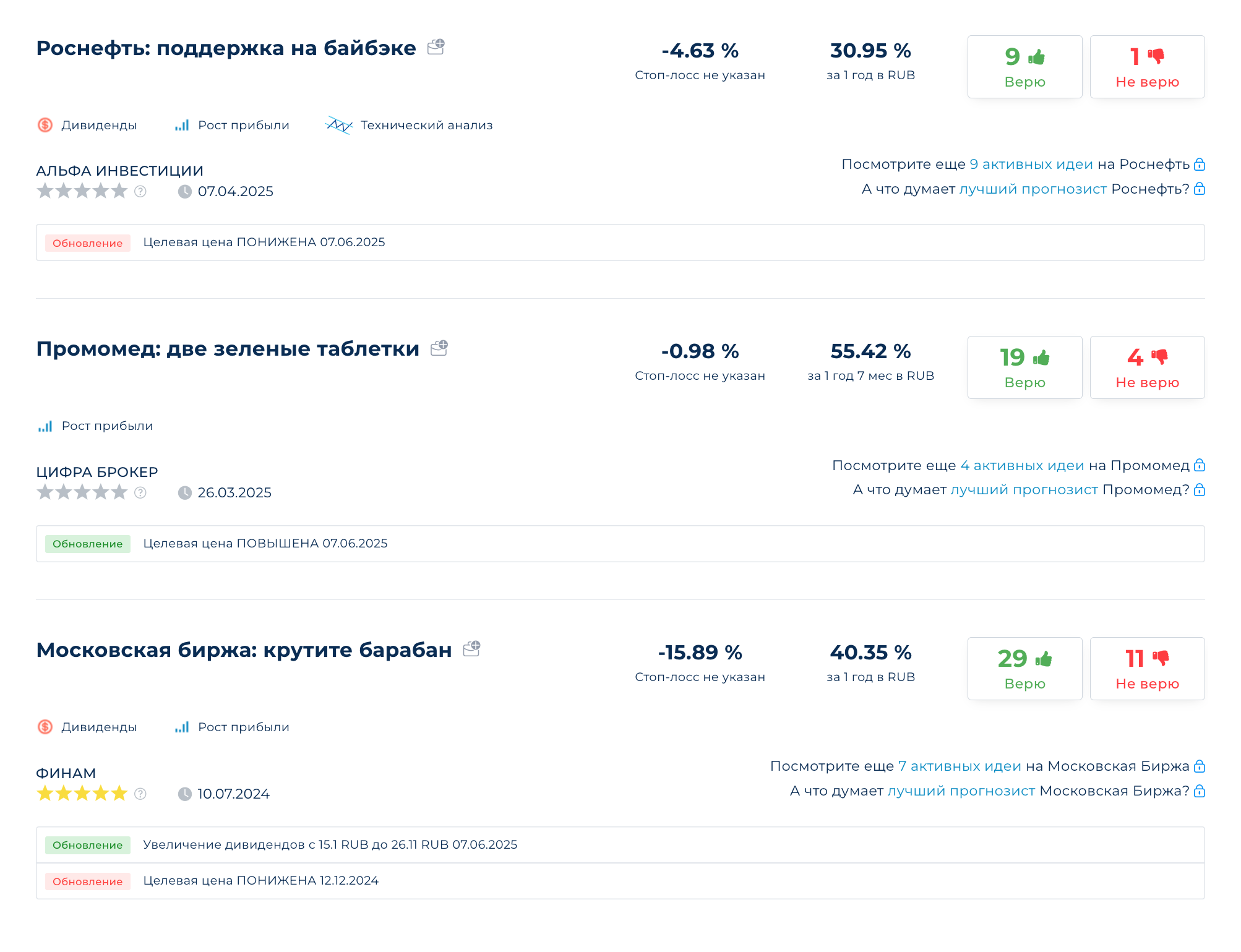 И это только часть списка инвестидей, которые есть на сайте