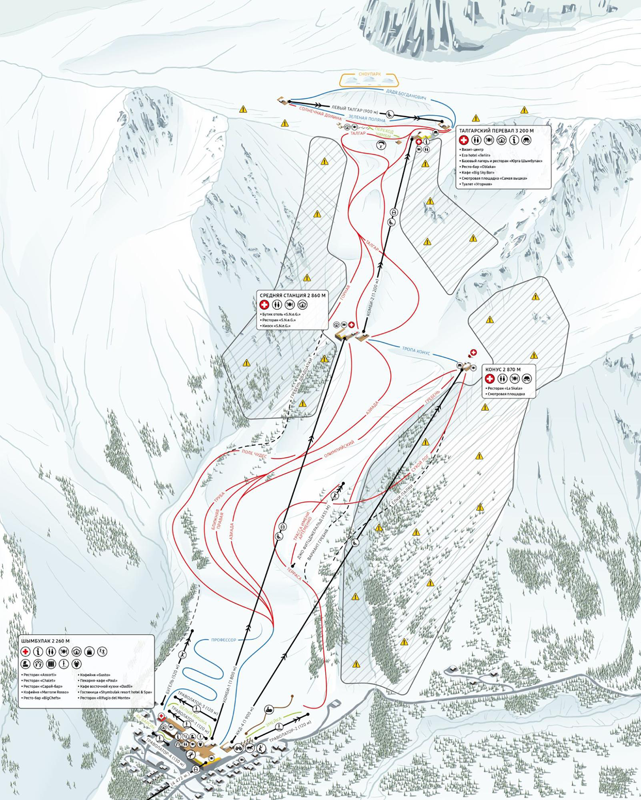 Схема курорта «Шымбулак». Источник: shymbulak.com