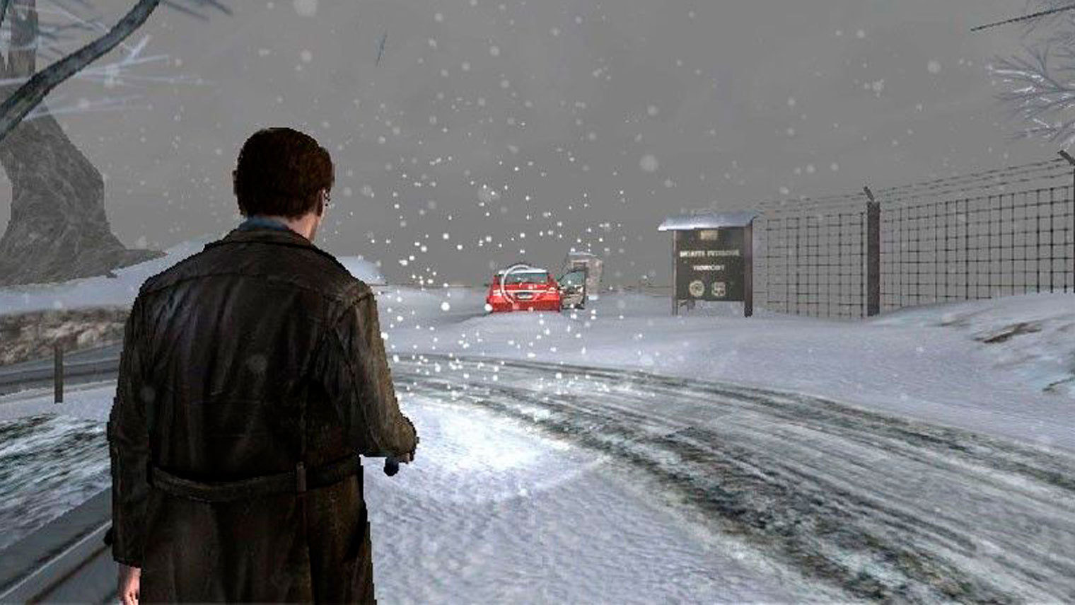 Вопреки расхожему мнению, в видеоигровом Сайлент Хилле с неба падает не пепел, а снег. В Shattered Memories город и вовсе покрылся льдом. Кадр: Konami