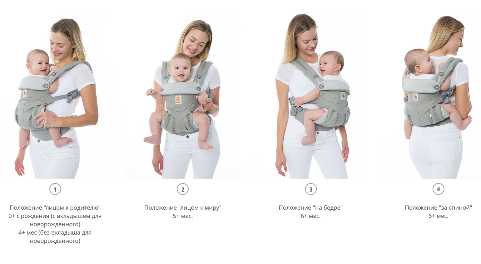 Рюкзак Ergobaby-360 позволяет носить ребенка любым из четырех способов. Источник: ergobaby.ru