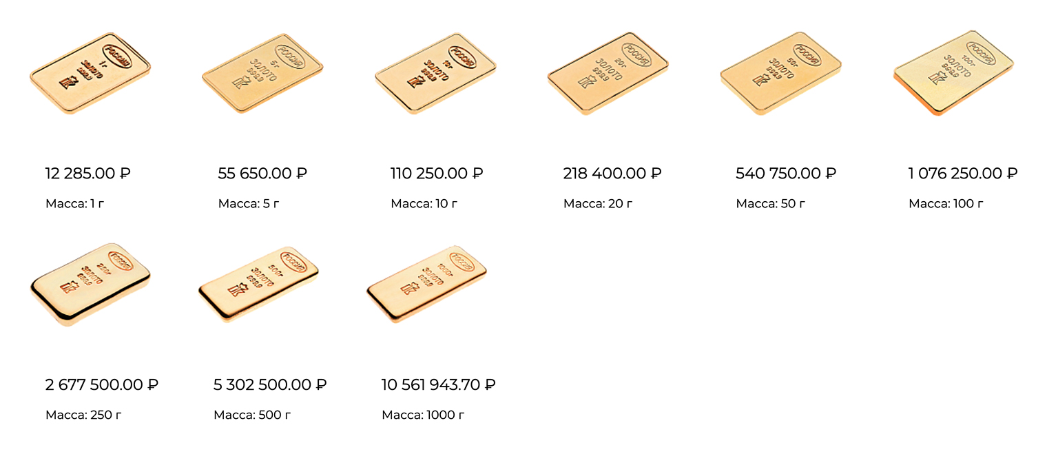 Ассортимент слитков в «Ланта-банке» на 17 ноября 2025 года