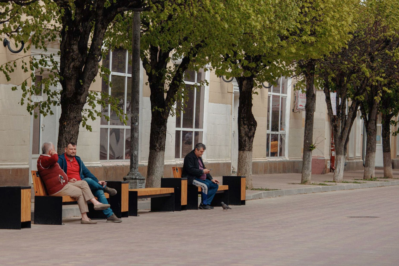 Долгожданные скамейки на улице Ленина