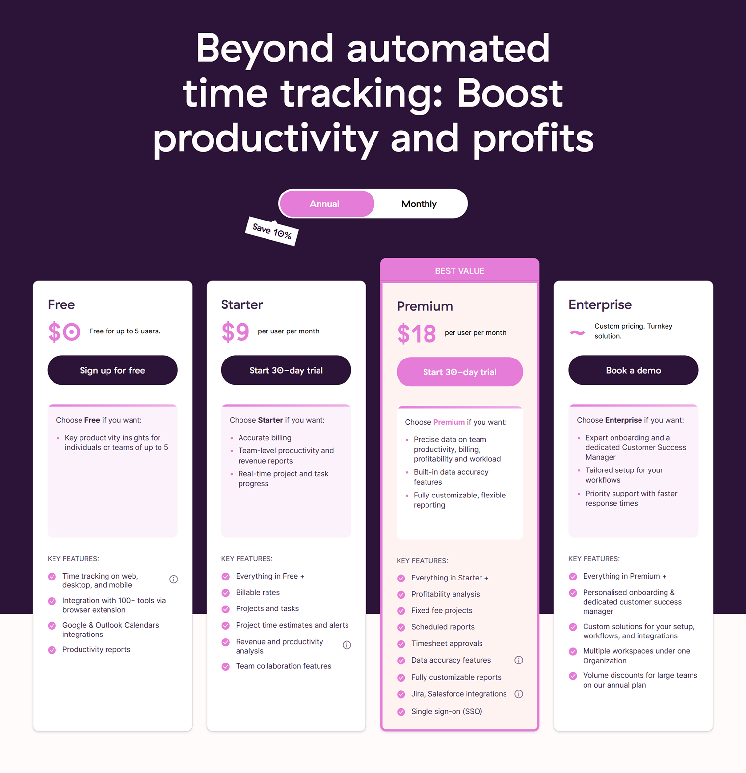 У Toggl Track есть платные тарифы, но для личного пользования хватит и бесплатной версии. Источник: toggl.com