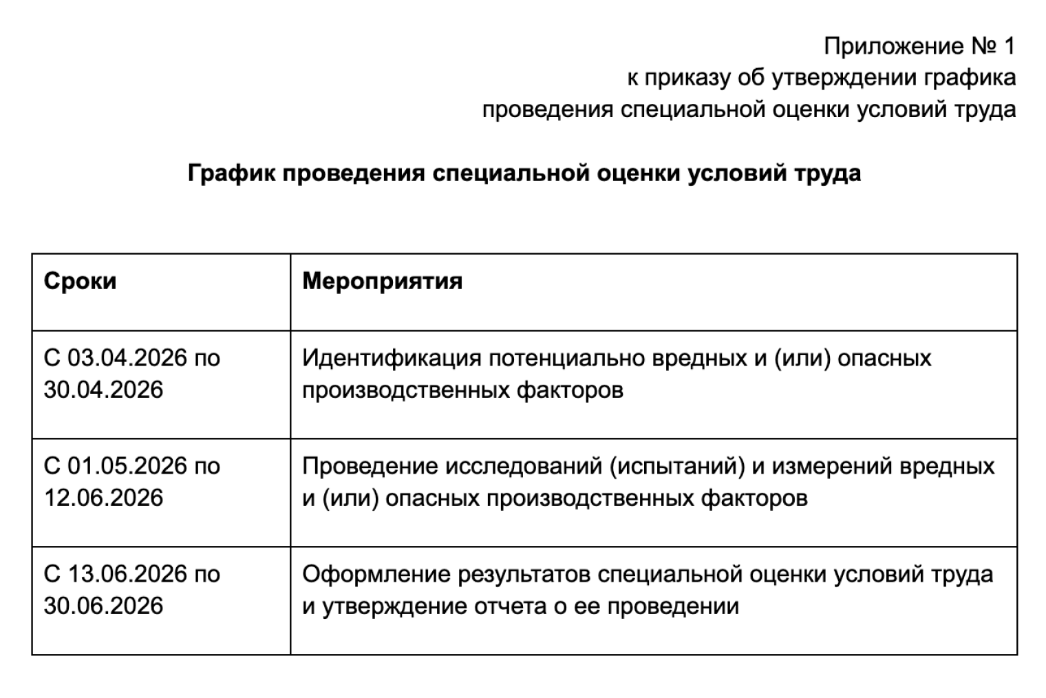 Приказ и график составила я — для примера. Ваши могут быть другими: одинаковой для всех формы нет