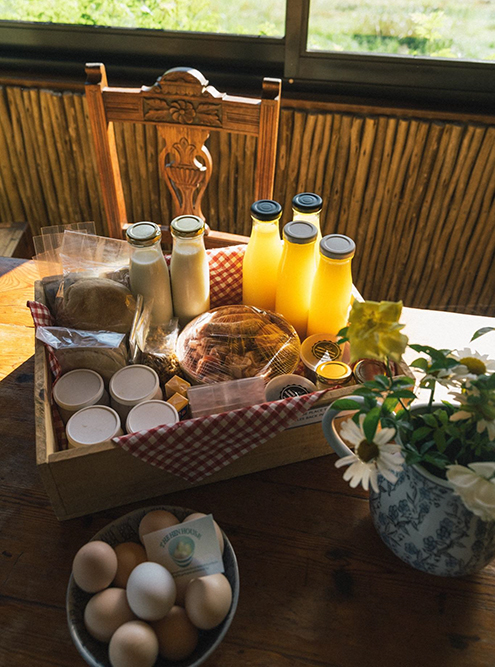 На ферме Oakhurst Farm Cottages нам принесли такой милый завтрак: все продукты — собственного производства