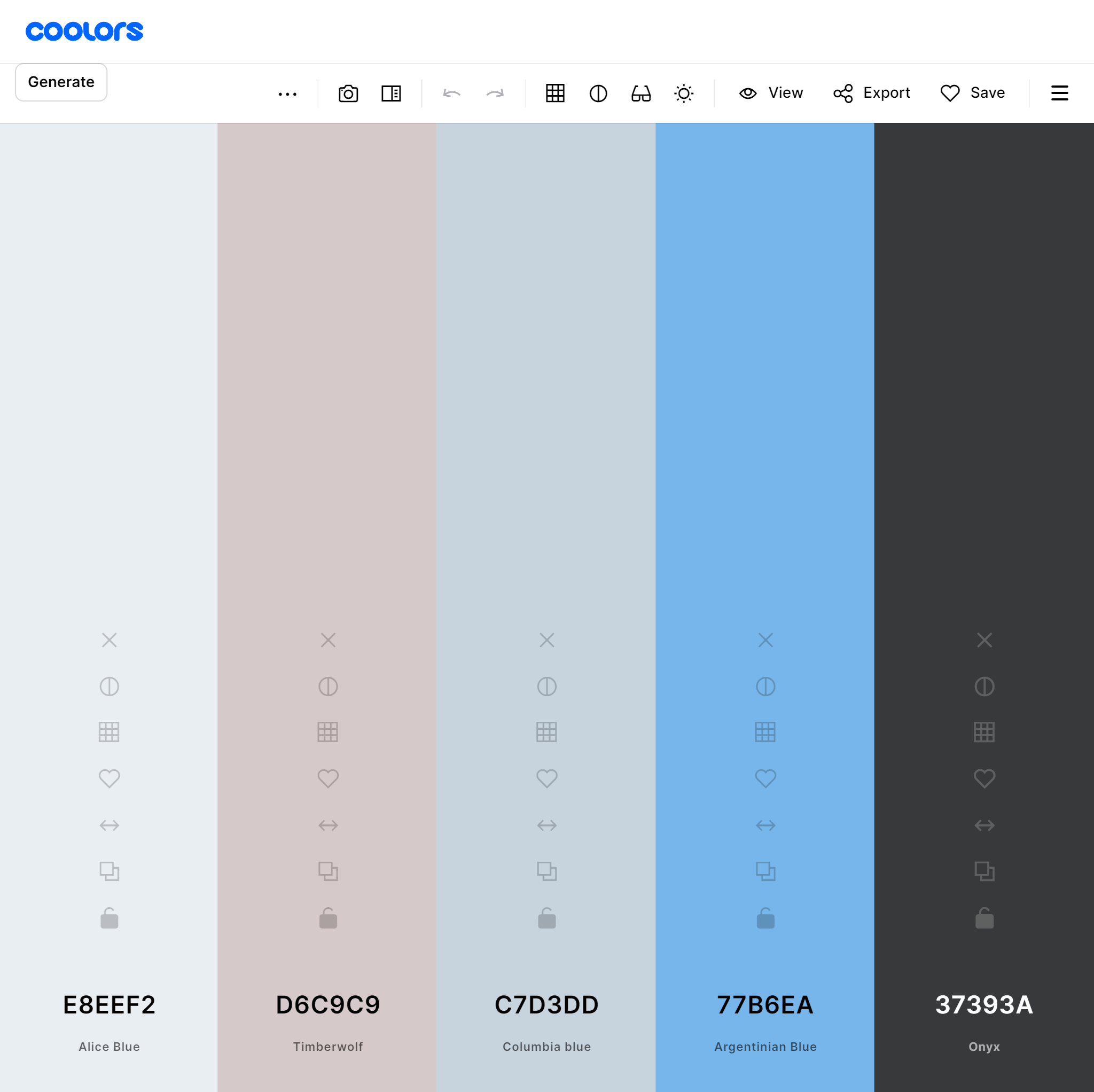 На Colours можно обозначить сразу несколько имеющихся цветов, чтобы подобрать с ним подходящий. Источник: coolors.co