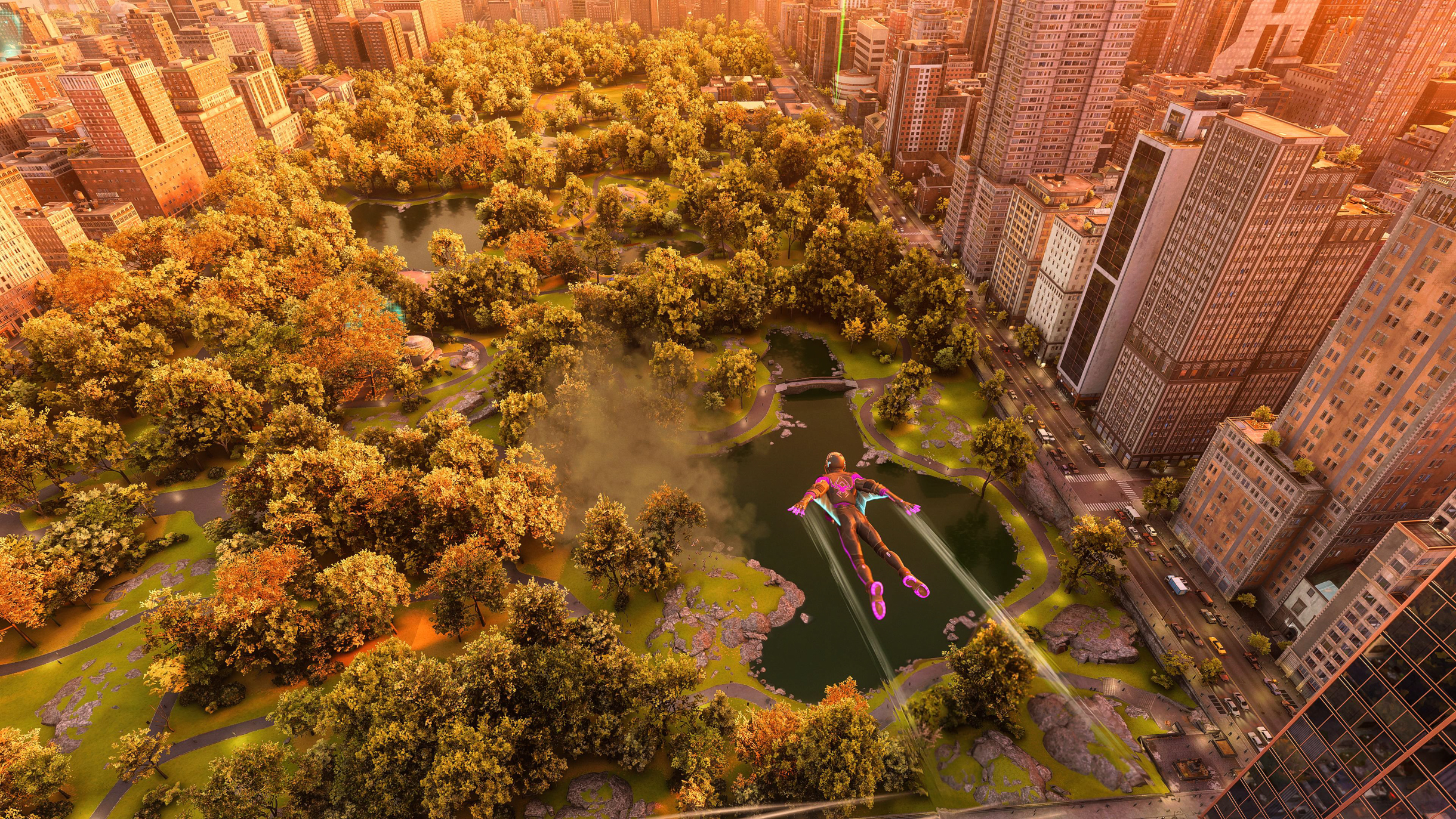 В Нью-Йорке начинается осень, в Центральном парке желтеют деревья и кусты. Источник: @discophotomode / X Corp / Sony Interactive Entertainmen