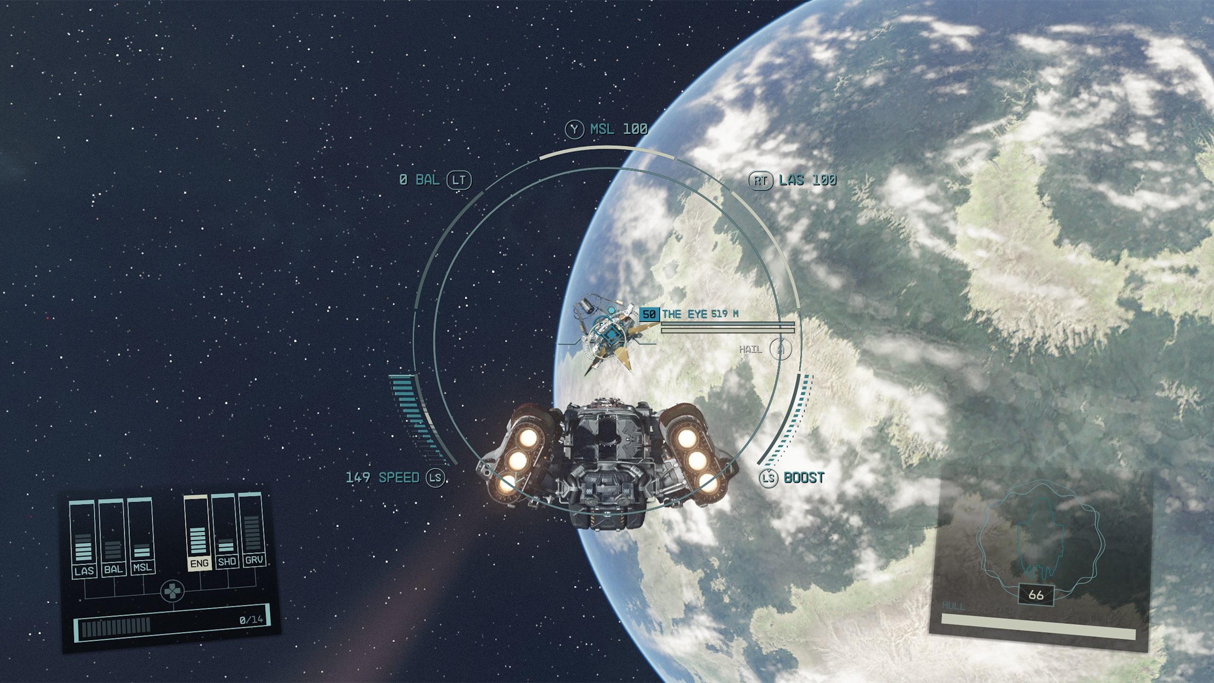 В открытом космосе есть только две геймплейные механики: можно швартоваться к другим кораблям и изредка обстреливать врагов
