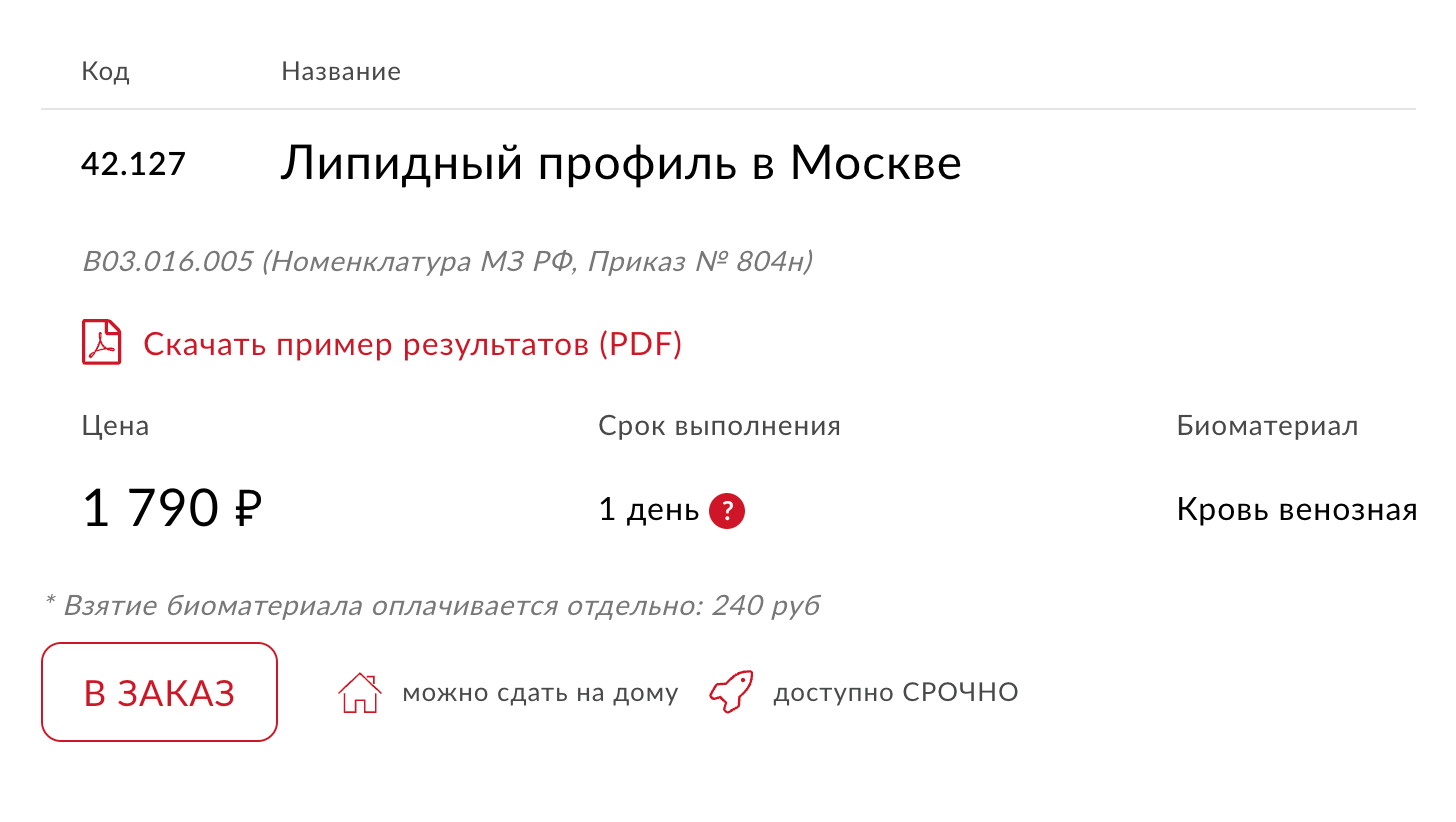 В коммерческих лабораториях липидный профиль можно сдать за 1000—2000 ₽. Источник: dnkom.ru