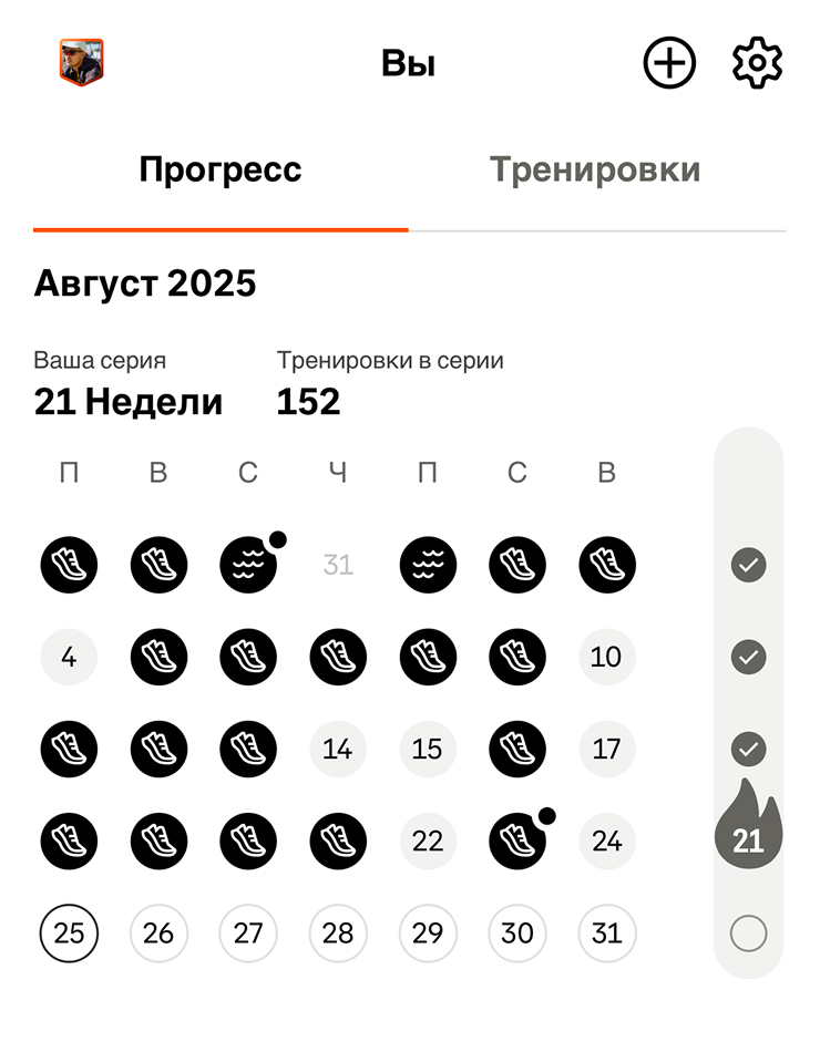 Информация о месячном прогрессе