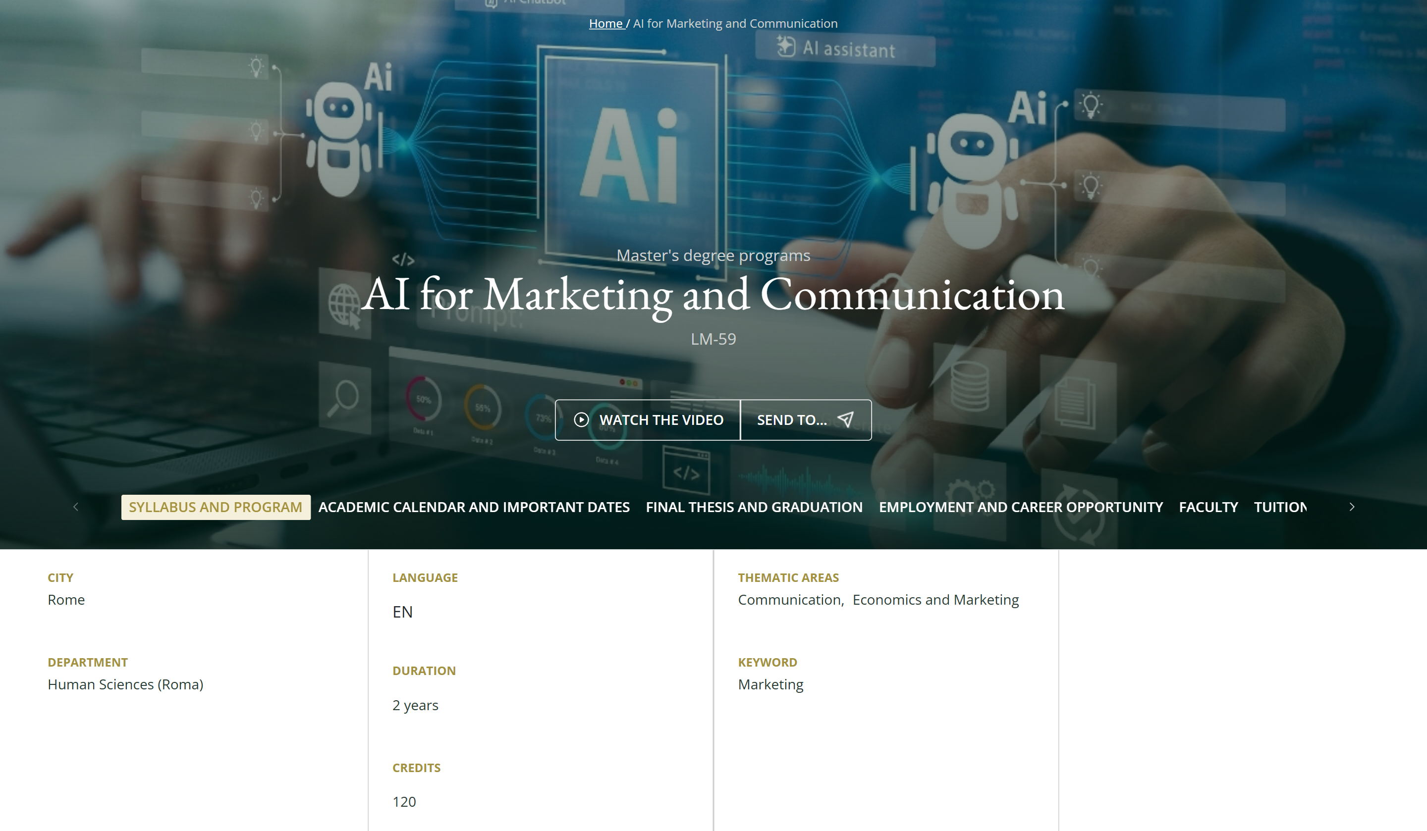 Программу Marketing and Digital Communication модернизировали в AI for Marketing and Communication — можно поступать с гуманитарным бэкграундом. © lumsa.it