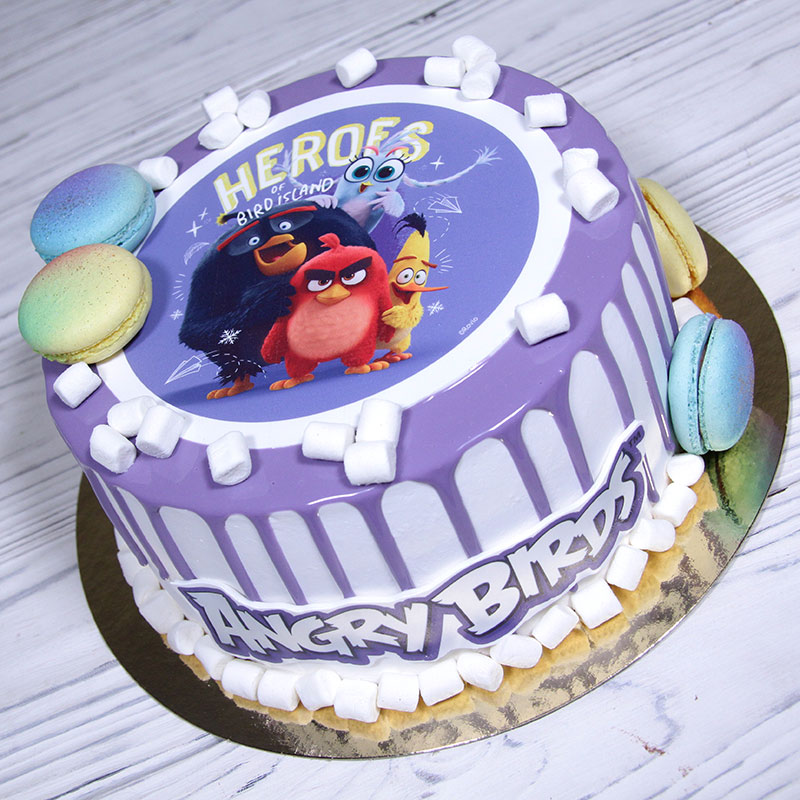Эскиз торта с героями игры и мультфильма Angry Birds
