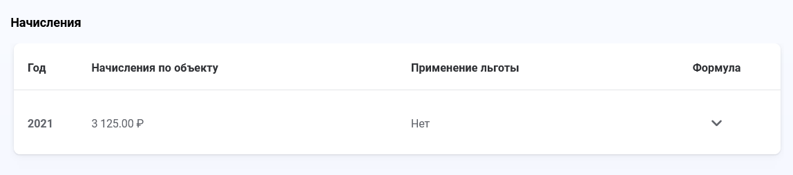 Если нажать на конкретное имущество, например автомобиль, можно увидеть размер налога за прошлый период