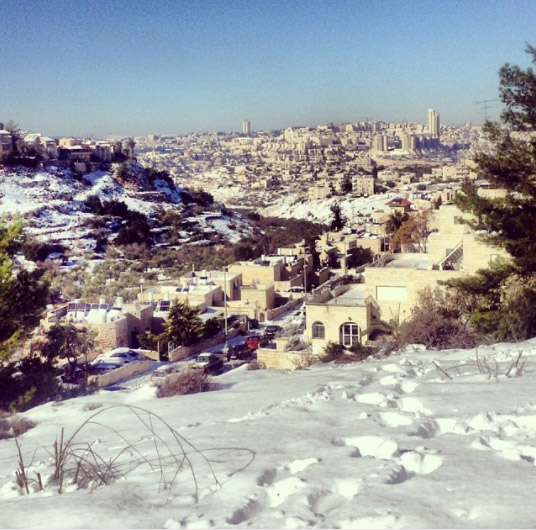 Вид на заснеженный Иерусалим