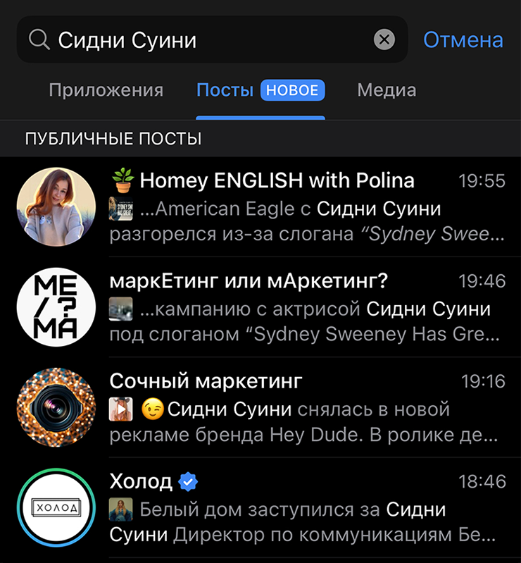 Пример поиска в публичных постах