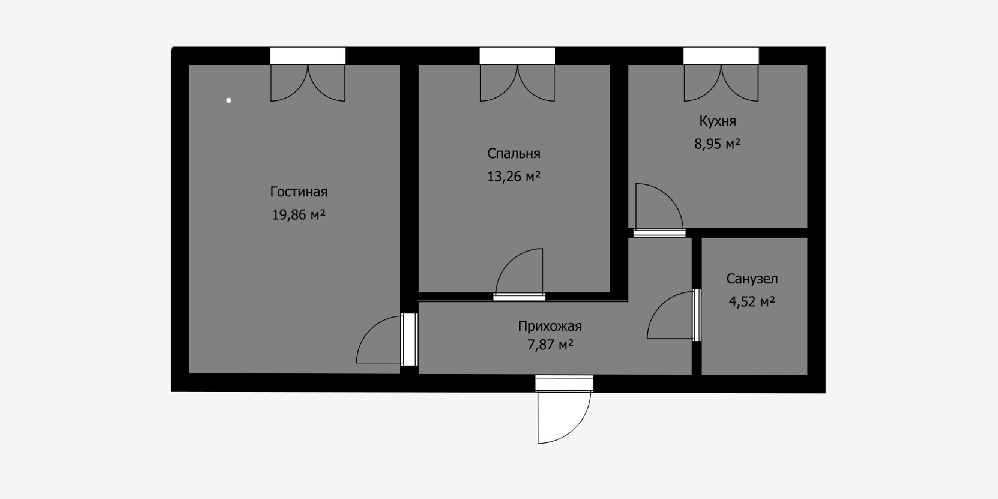 В панельных домах все поперечные стены обычно несущие и демонтировать можно только одну перегородку — между жилой комнатой и коридором
