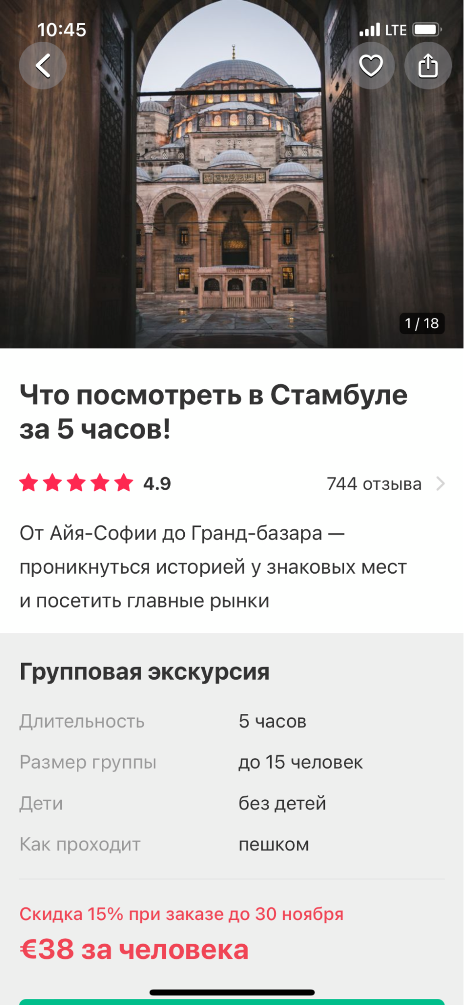 В Стамбуле можно отправиться на сотни экскурсий, например на пятичасовую прогулку по городу с местным гидом