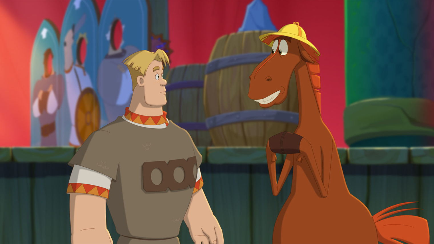 Конь Юлий — снова самый комичный персонаж в мультфильме. Пребывание в первобытности и знакомство с предками он называет программой воссоединения семей