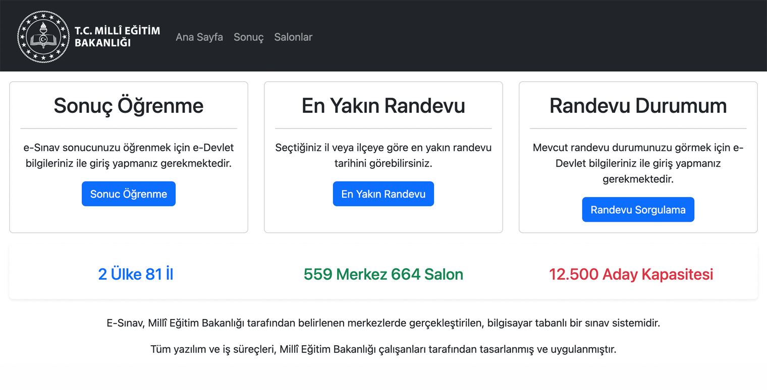 Чтобы получить результаты, нужно нажать на кнопку sonuç öğrenme, а потом войти под своим аккаунтом на местных госуслугах — e-devlet. Источник: esinav.meb.gov.tr (сайт недоступен из РФ)
