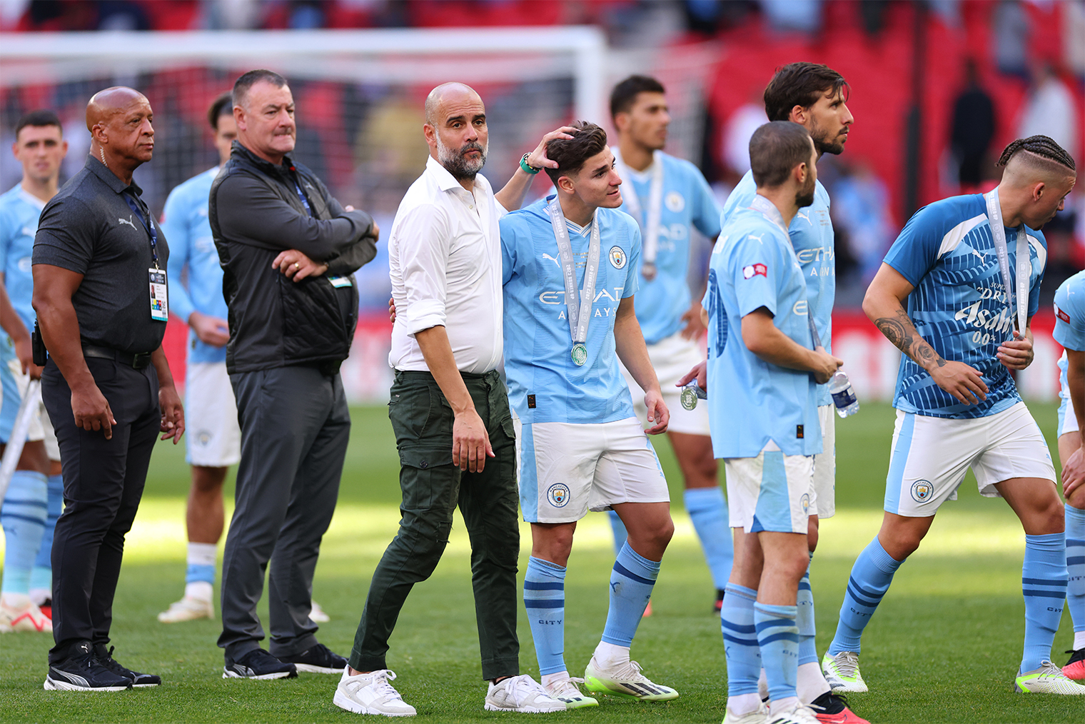 «Манчестер Сити» после поражения в Суперкубке Англии. Фото: Marc Atkins / Getty Images