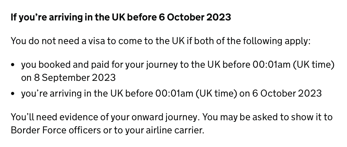 Но ниже — уточнение, что до 6 октября можно летать транзитом без визы. При условии, что билет приобрели до 8 сентября