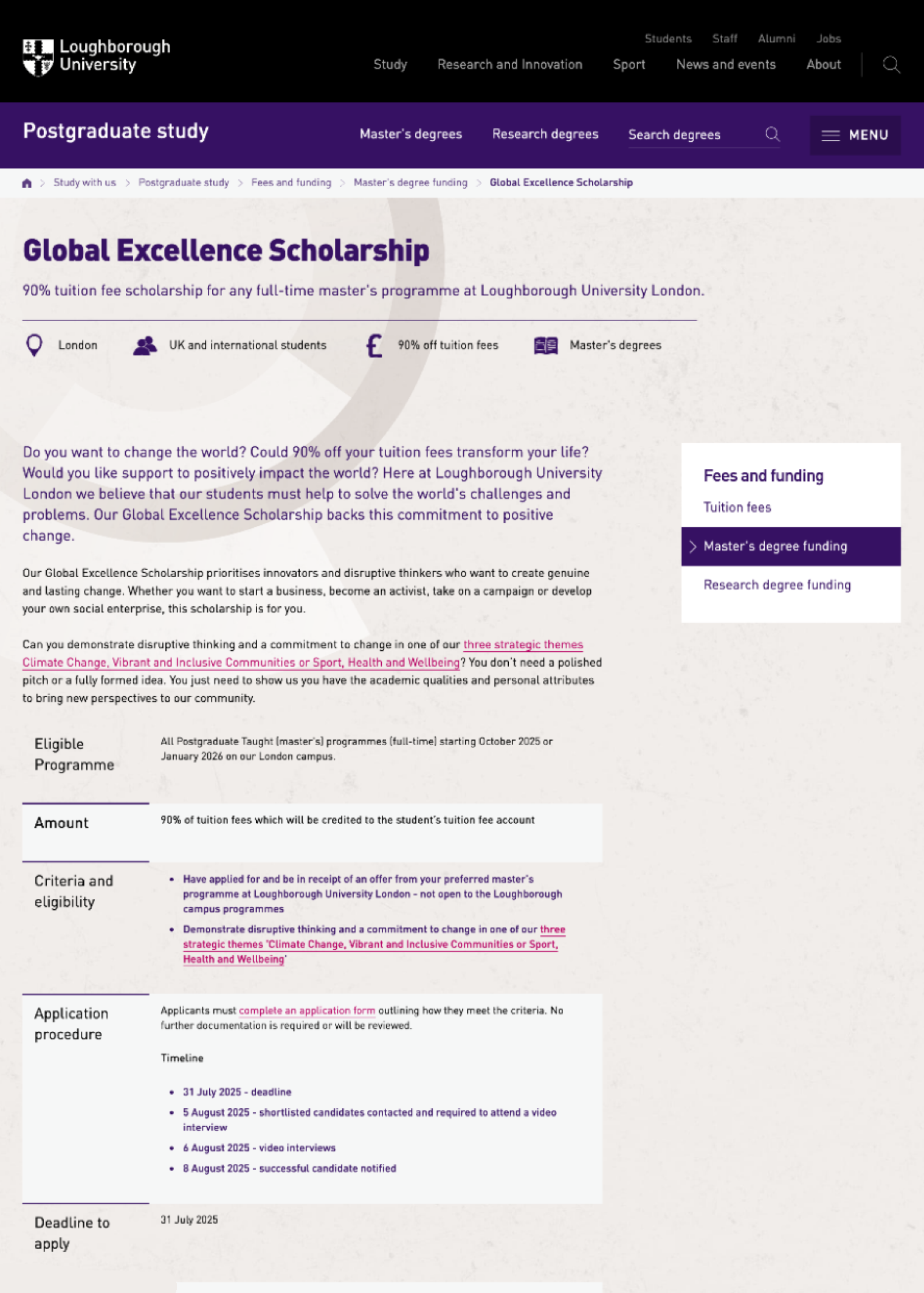 Описание условий стипендии там же. © lboro.ac.uk
