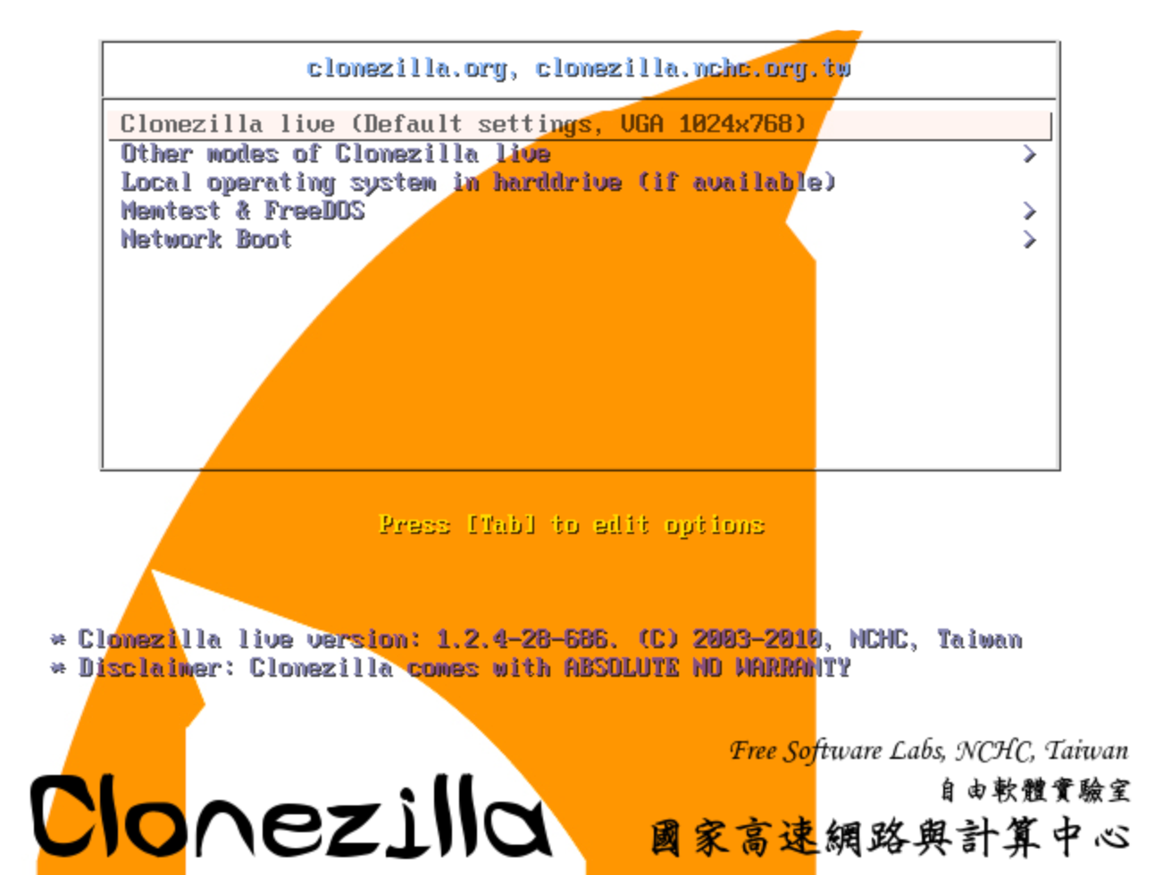 Clonezilla — программа с открытым исходным кодом, специально разработанная для создания образов и клонирования дисков. Работает с Linux, Windows и macOS. Для работы необходимо создание загрузочного носителя. Источник: clonezilla.org