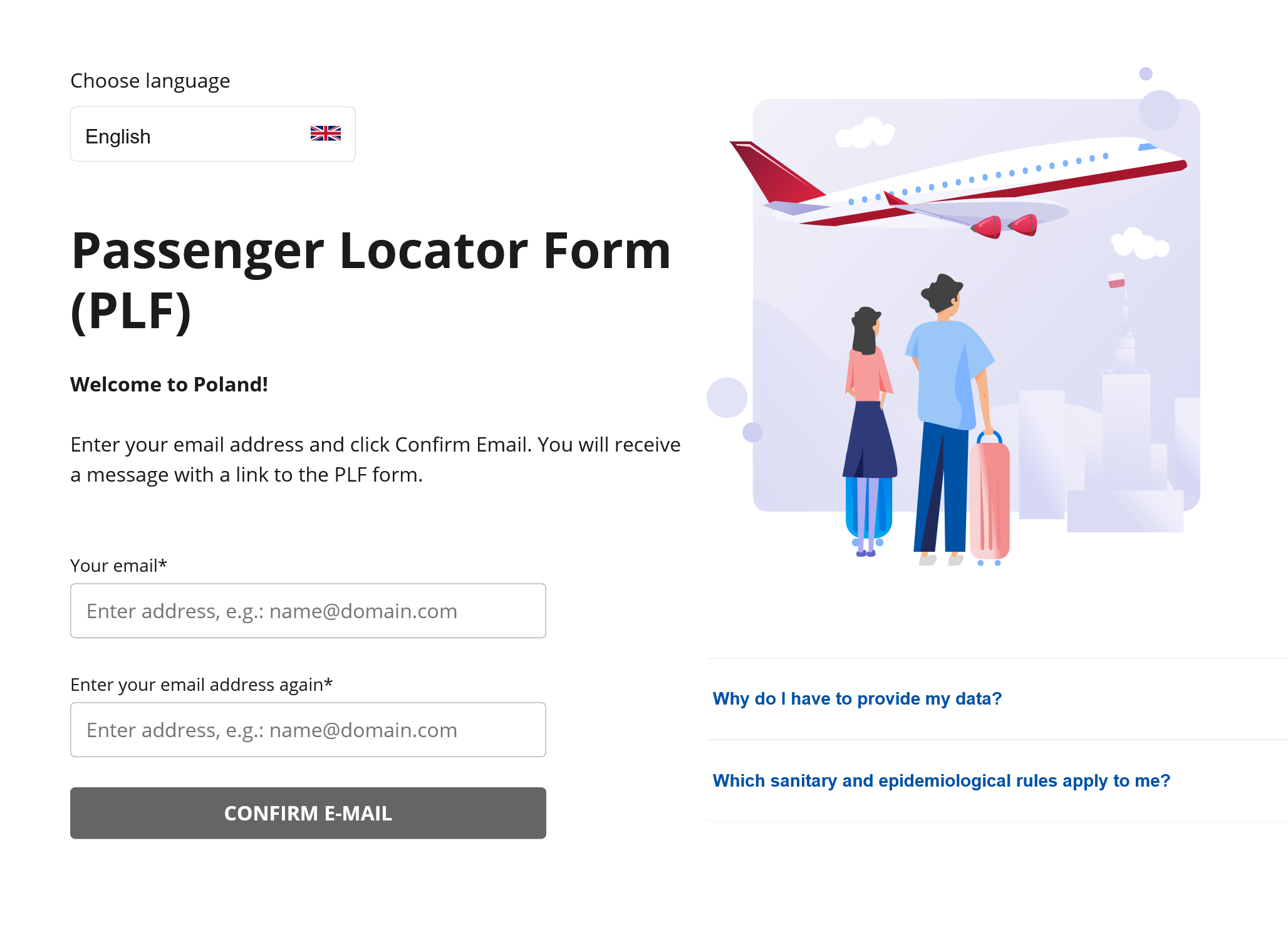 Так выглядит Passenger Locator Form. Источник: gov.pl