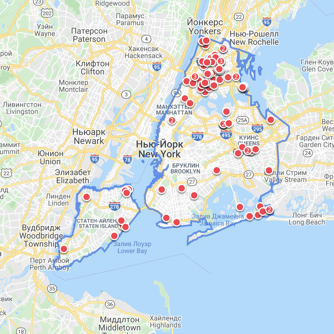Карта с предложениями недвижимости в Нью-Йорке. Источник: zillow.com