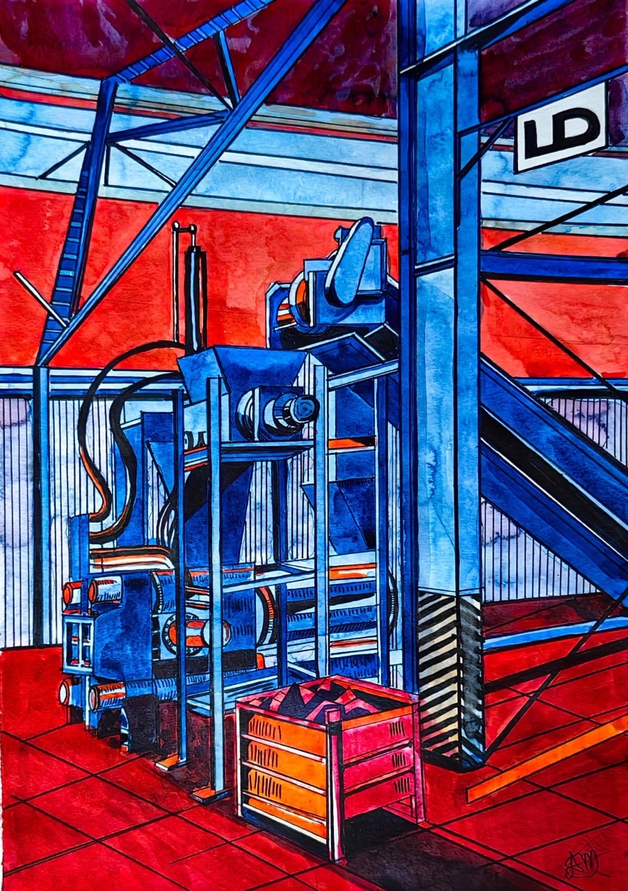 Мои рисунки: две иллюстрации по итогам пленэра на заводе