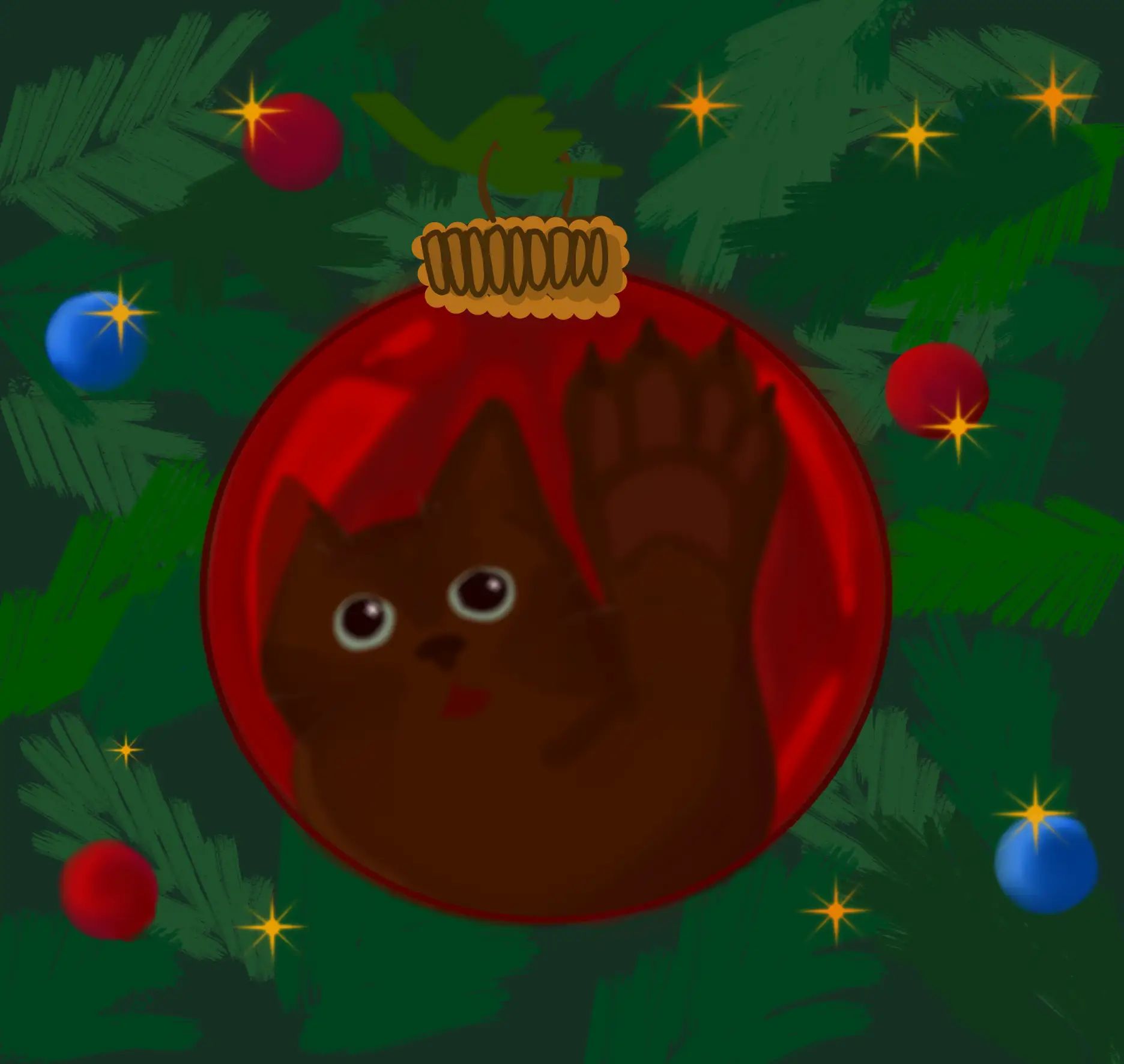 Мой рисунок: «Зимний котик»