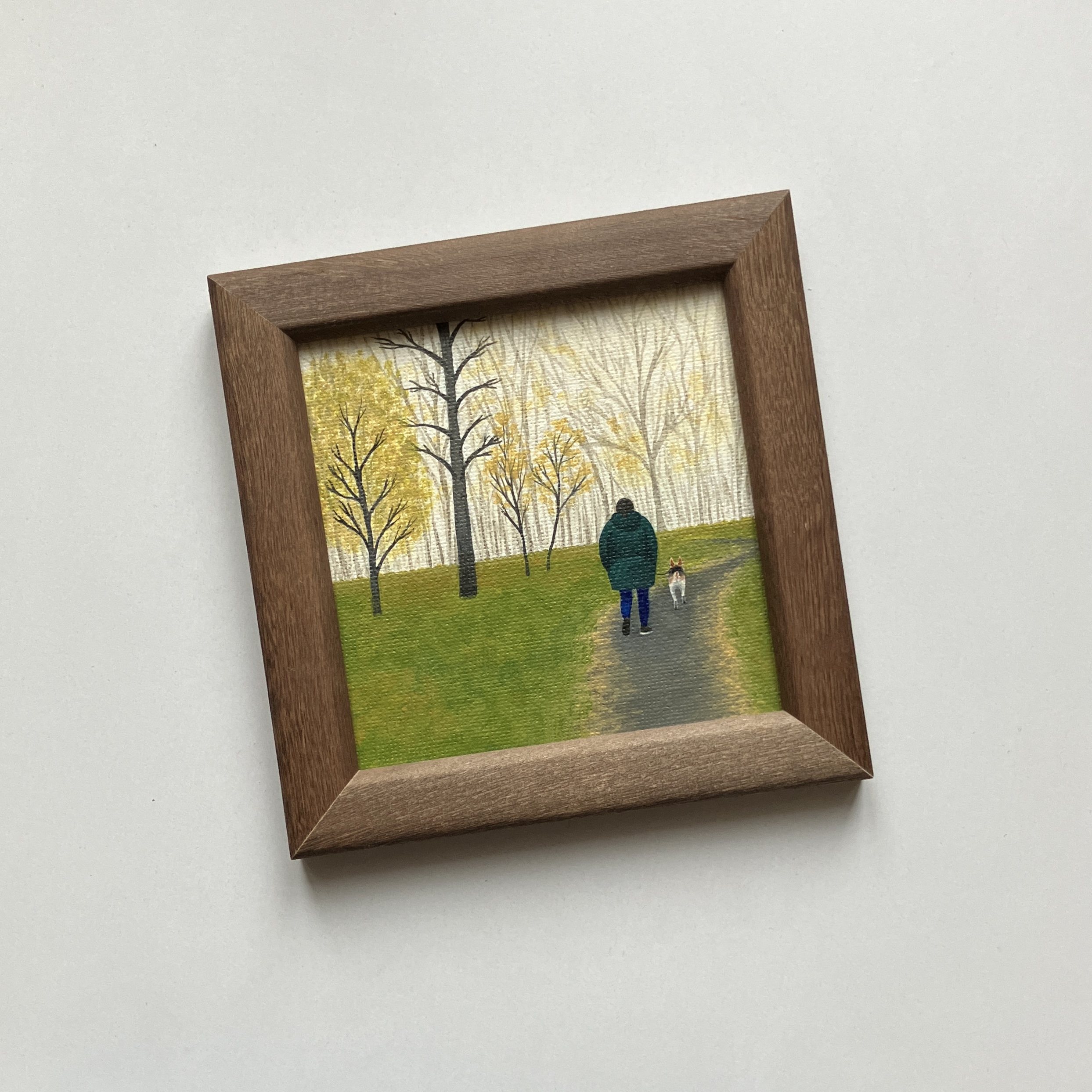 Мой рисунок: осенний пейзаж с мамой и собакой