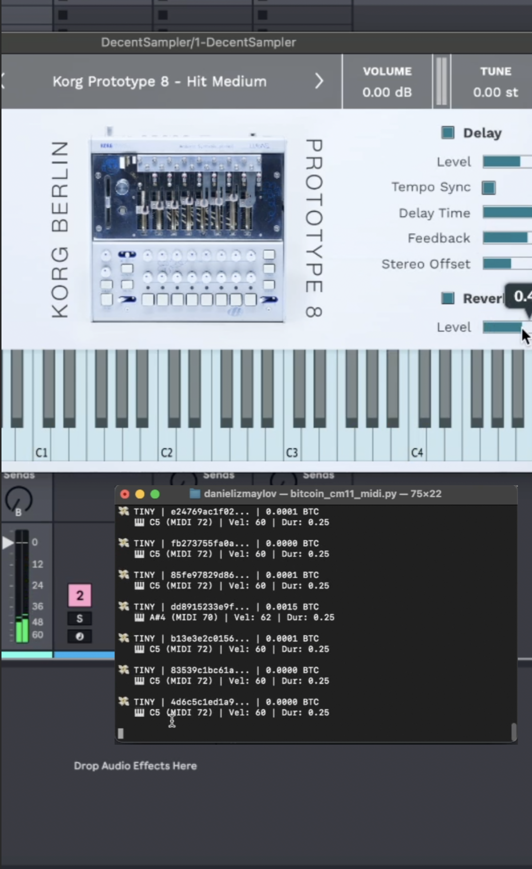 Я делаю инструмент, который анализирует блокчейн и превращает btc-транзакции в музыку