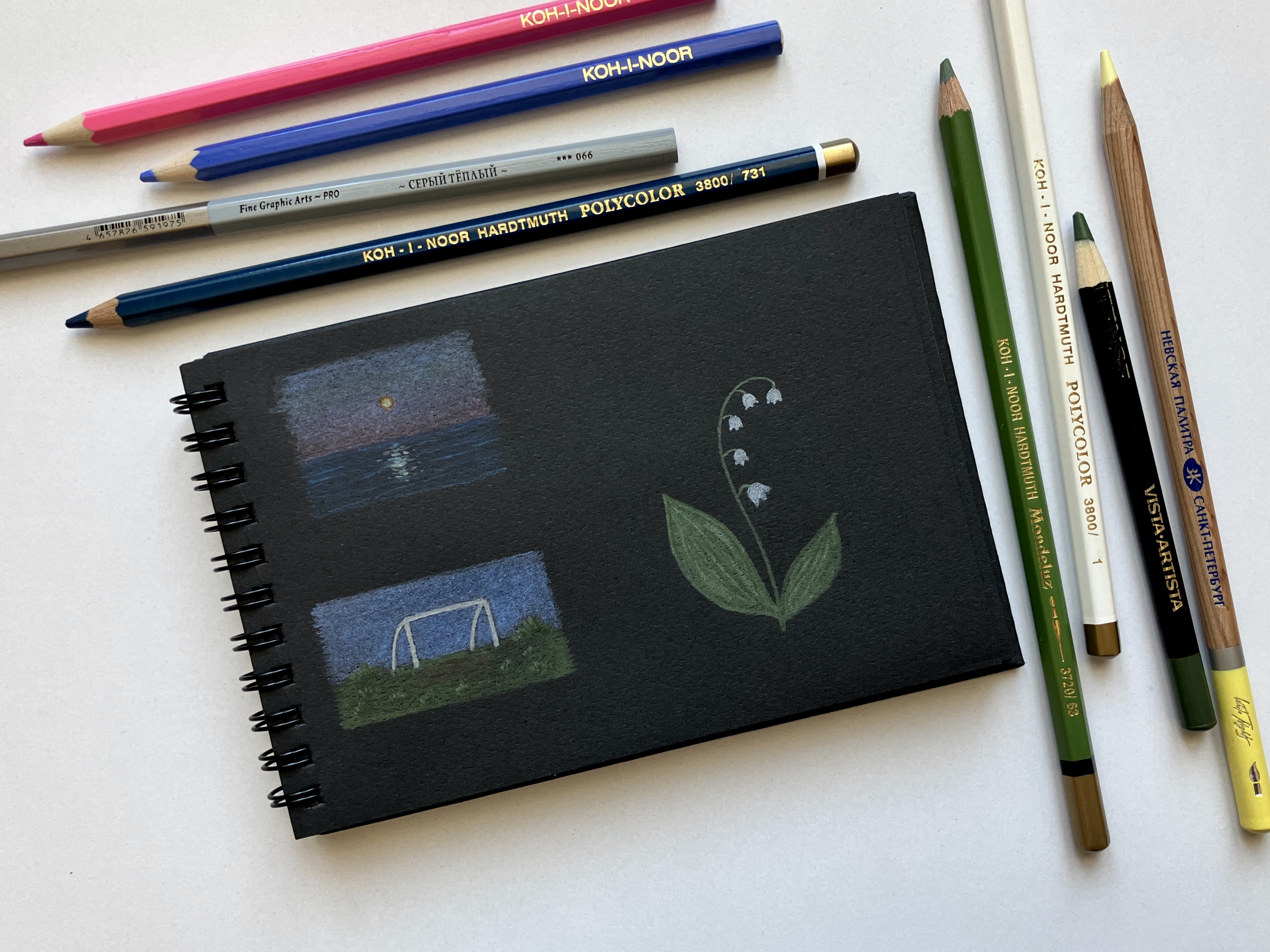 Мои рисунки: зарисовки на черной бумаге