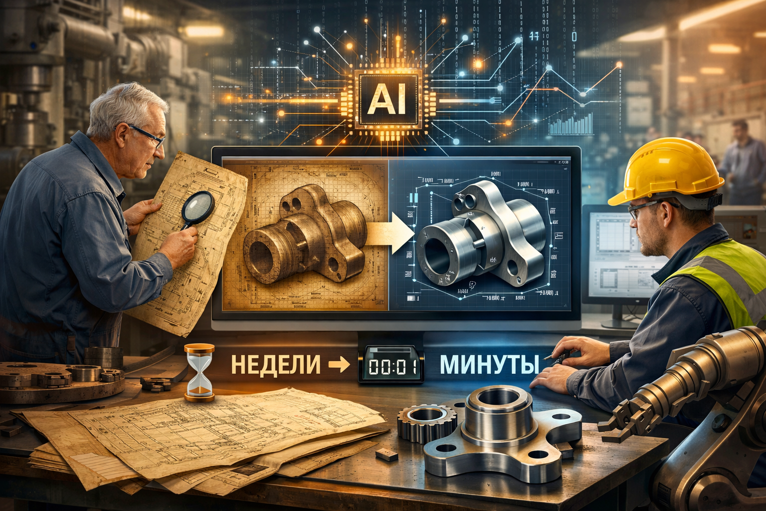 Как ИИ помогает заводам быстрее рассчитывать детали по старым чертежам