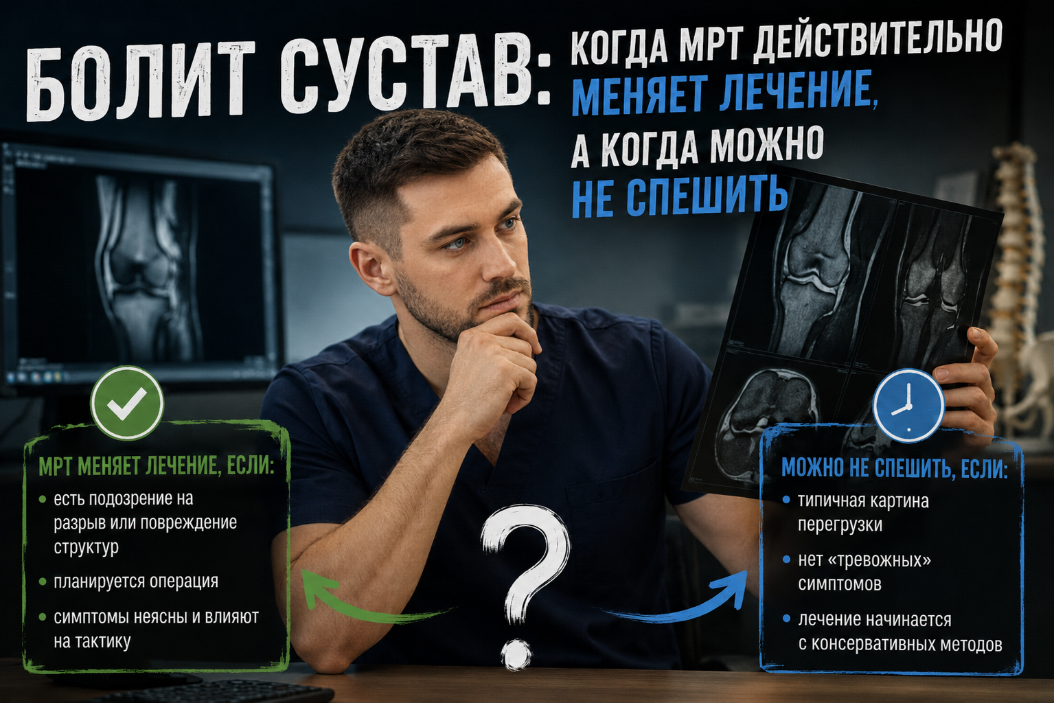 Болит сустав: когда МРТ действительно меняет лечение, а когда можно не спешить