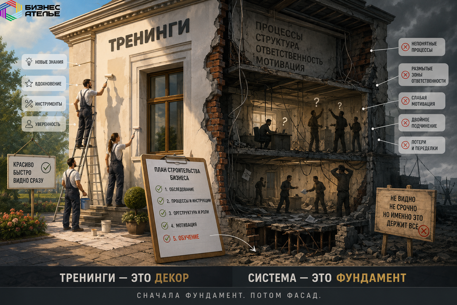 Фундамент или фасад: почему тренинги не строят бизнес, а только маскируют проблемы