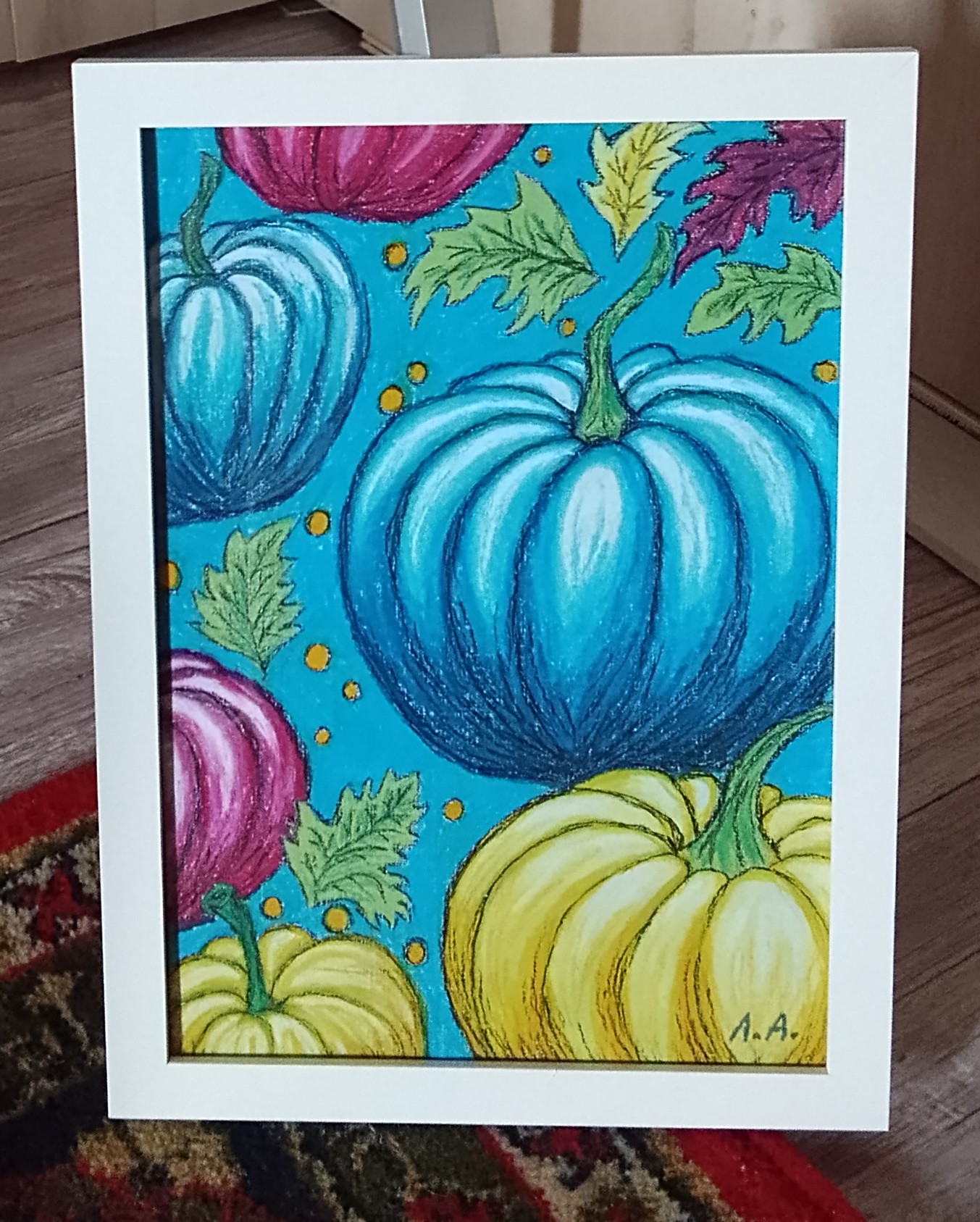 Мой рисунок: «Веселые тыковки» масляной пастелью