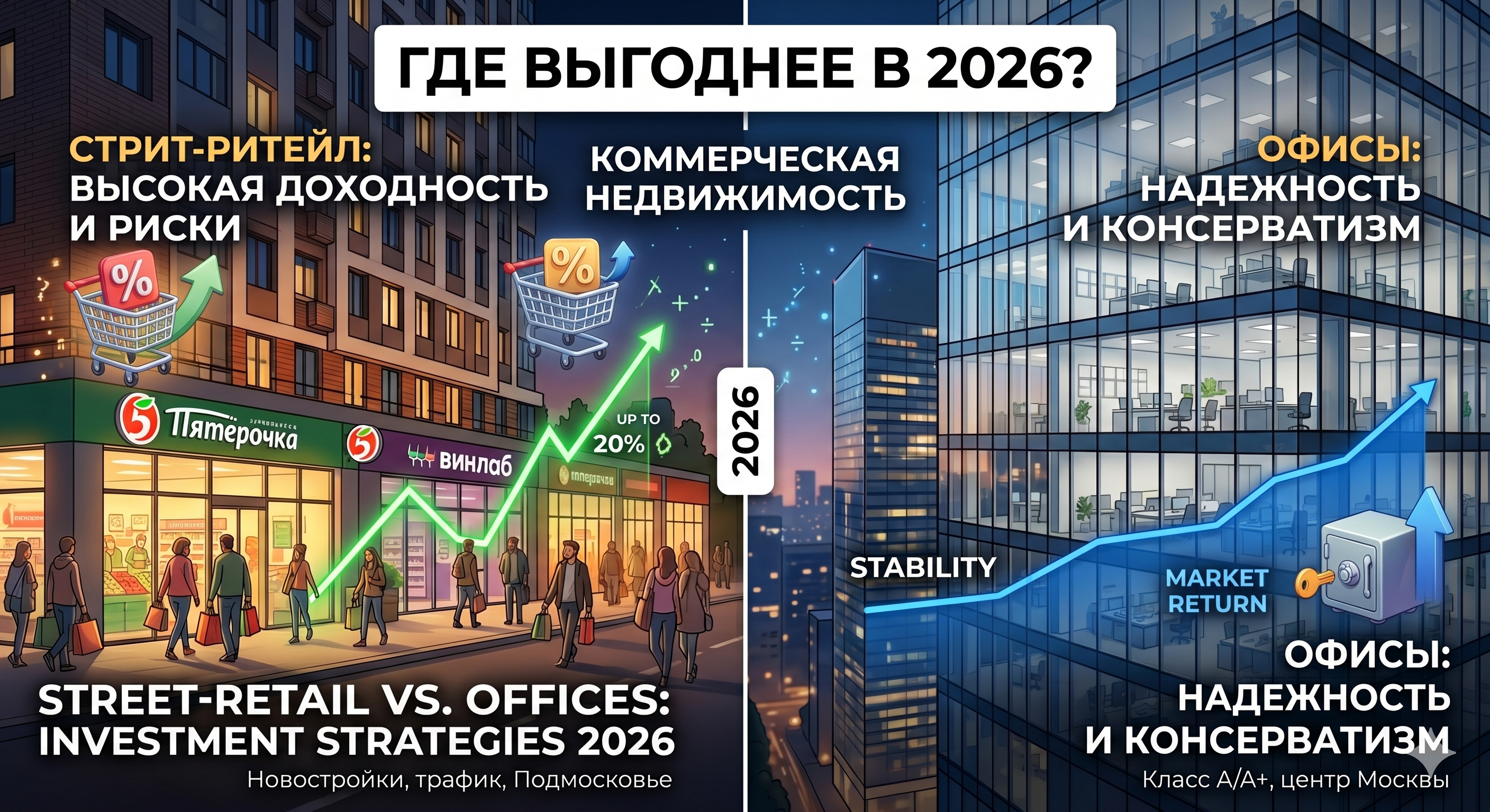 Стрит-ритейл vs офисы: куда выгоднее вкладывать в 2026 году