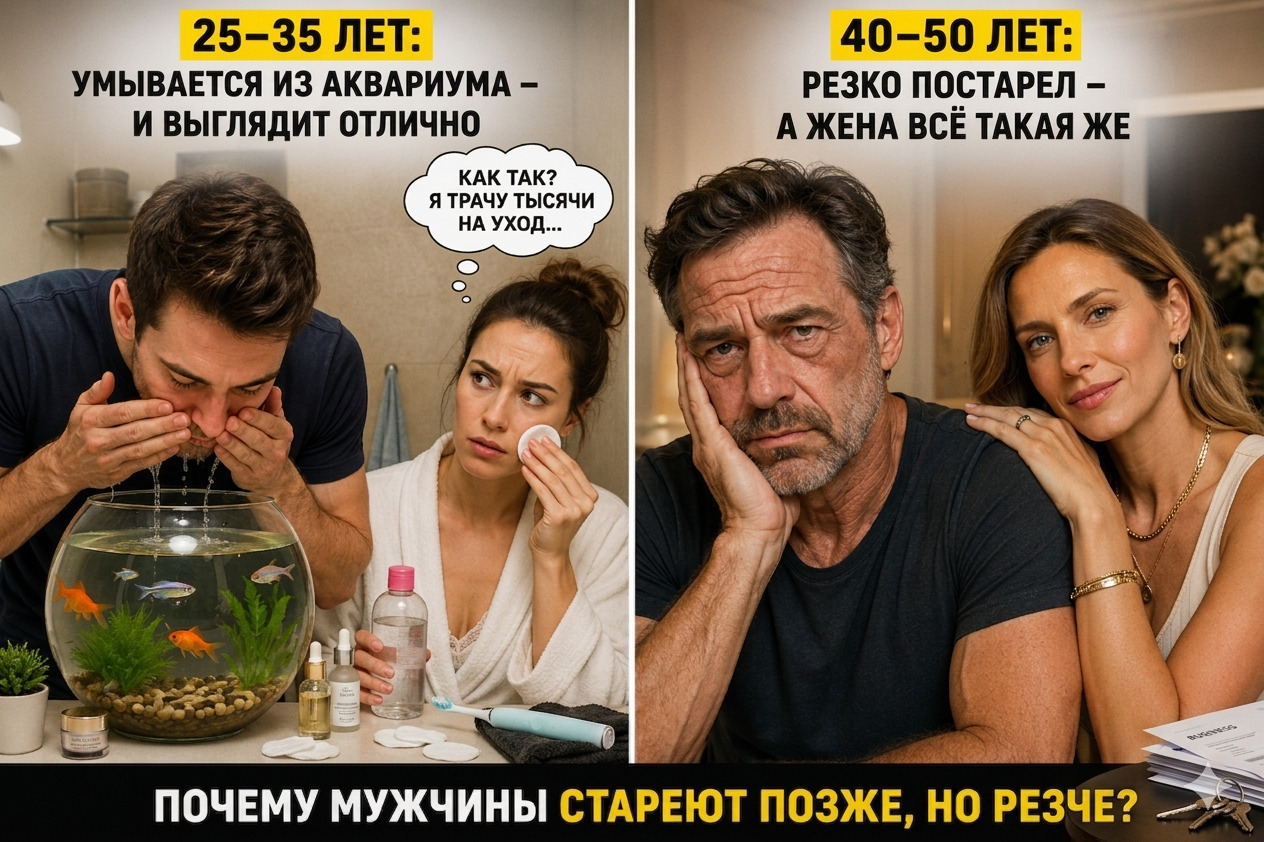 Почему мужчины могут не ухаживать за кожей до 35, а потом резко стареют