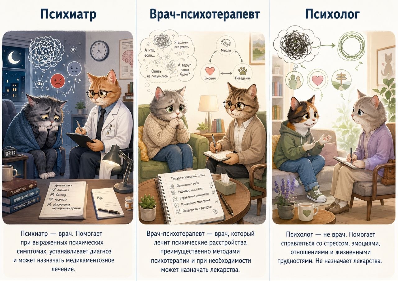 Чем отличается психиатр, психолог и психотерапевт